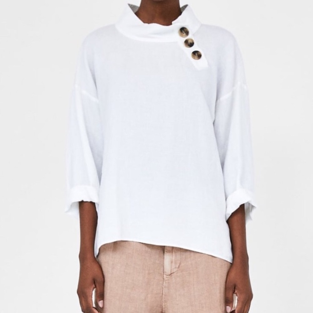 Zara linen white top